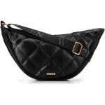 Crossbody kabelka z imitácie kože s geometrickým prešívaním čierno-zlatá