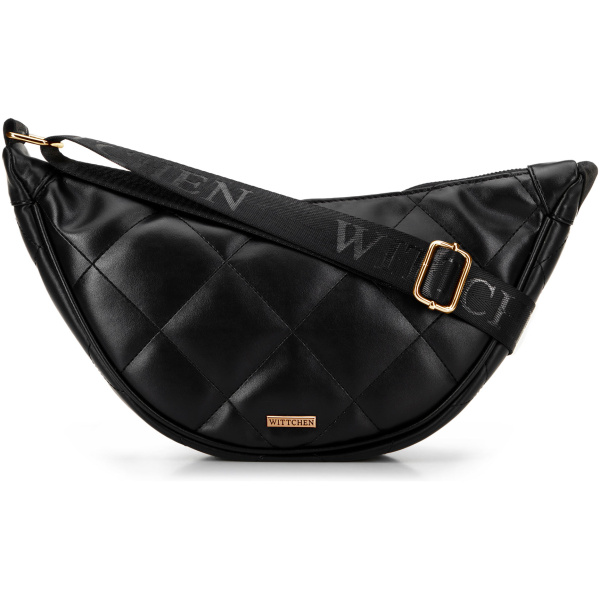Crossbody kabelka z imitácie kože s geometrickým prešívaním čierno-zlatá