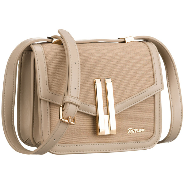 Dámska béžová crossbody kabelka Peterson s magnetickým klipsom a nastaviteľným popruhom