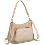 Dámska béžová listová kabelka z nylonu a eko kože – elegantná a všestranná