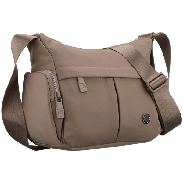 Dámska béžová mestská crossbody kabelka z polyesteru