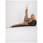 Dámska béžová tepláková súprava bez kapucne plus size AMISHI dark khaki