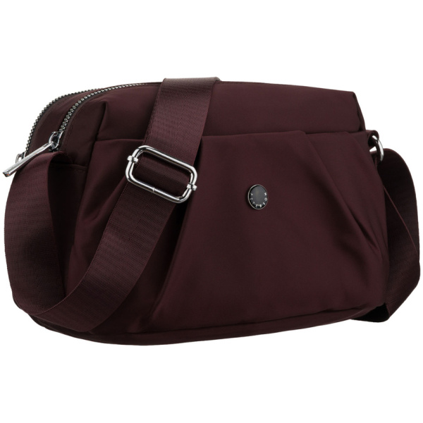 Dámska bordová crossbody kabelka z polyesteru so širokým popruhom