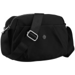 Dámska čierna dvojkomorová crossbody kabelka z polyesteru s vonkajším vreckom