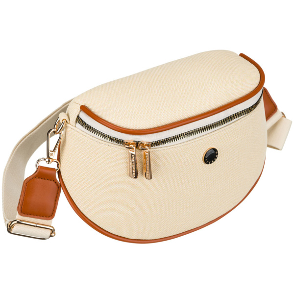 Dámska crossbody kabelka ecru s hnedými prvkami – moderný dizajn