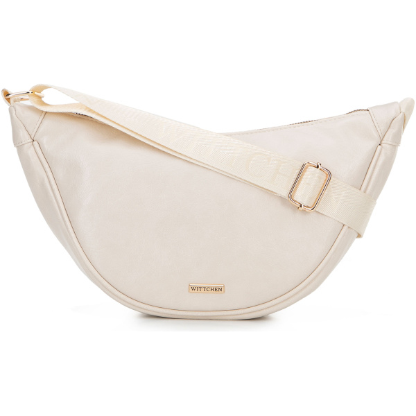 Dámska crossbody na širokom popruhu krémová 100-4Y-421-0