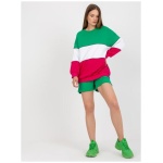 Dámska mikina bez kapucne RUE PARIS green-fuchsia