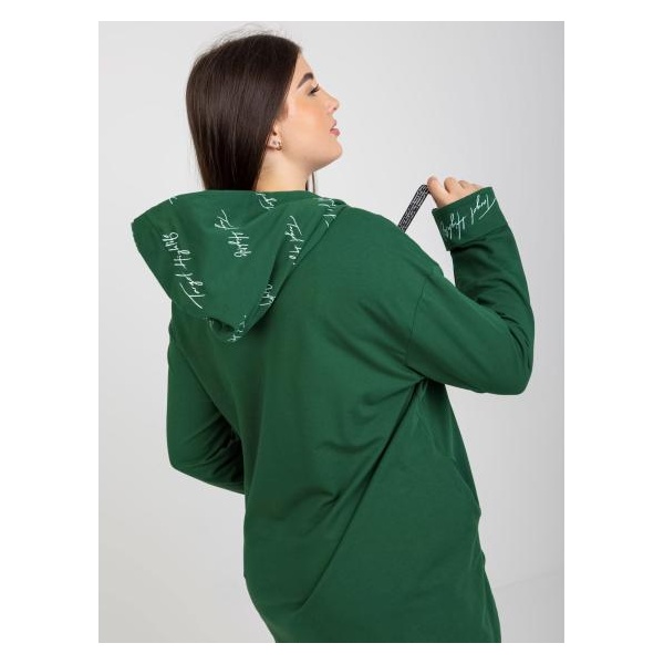 Dámska mikina s nápismi plus size BRENDA tmavo zelená
