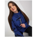 Dámska mikina s písmenami plus size KRYSTLE tmavo modrá