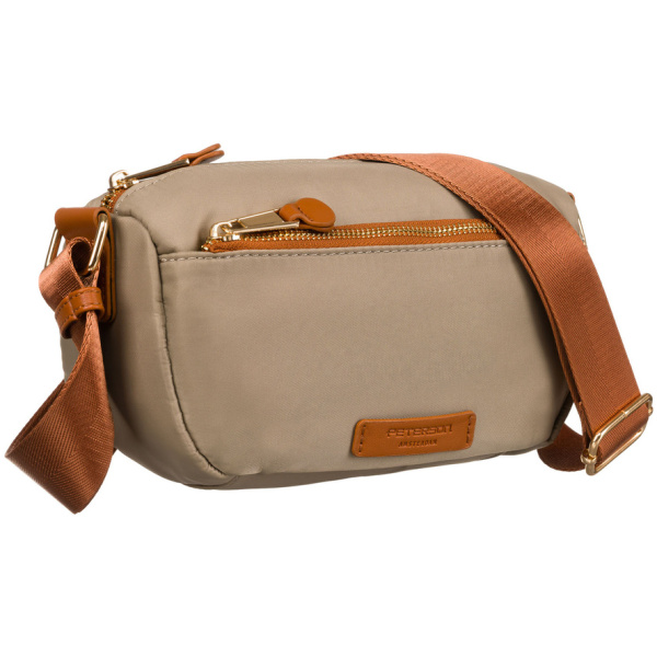 Dámska nylonová crossbody kabelka v khaki odtieni s vonkajším vreckom – Peterson