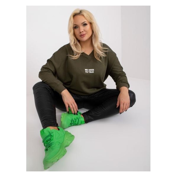 Dámska plus size tunika s kamienkami RAELLA khaki