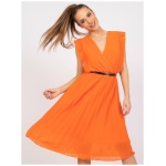 Dámske midi šaty so zavinovacím výstrihom MARINE orange