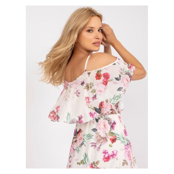 Dámske mini kvetinové šaty s volánom Nerissa OCH BELLA light beige