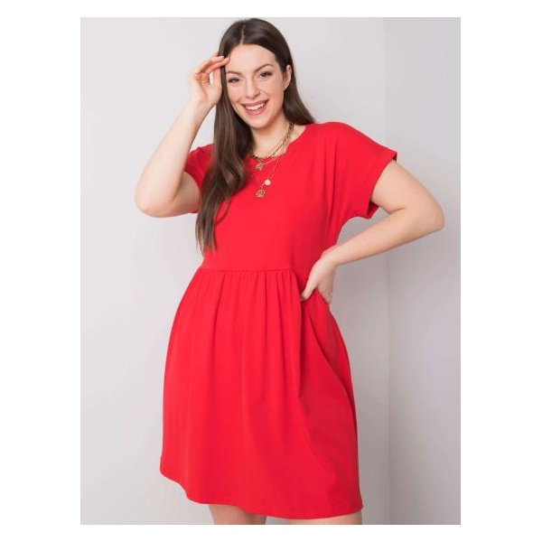Dámske plus size bavlnené šaty MOLLY červené