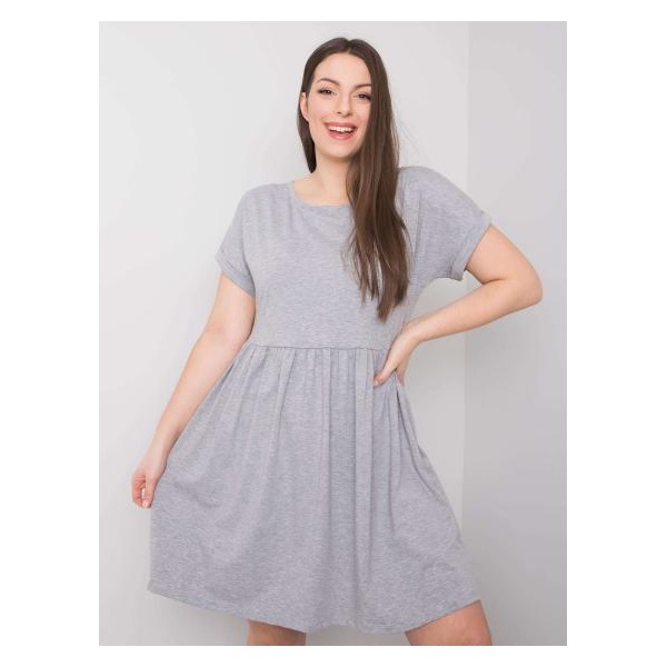 Dámske plus size šaty s krátkym rukávom MOLLY sivé