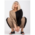Dámske plus size tepláky AMISHI tmavo béžové a čierne