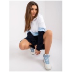 Dámske šaty s kapucňou Irem RUE PARIS námornícka modrá a biela