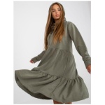 Dámske šaty s volánom rozšírené mikinové FRESH MADE khaki