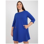 Dámske šaty s vreckami mini plus size DALENNE kobaltové