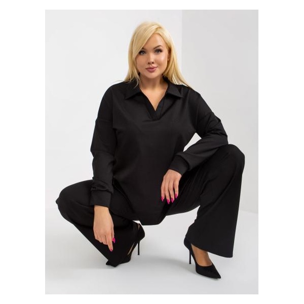 Dámsky komplet s pruhovaným vzorom plus size PENELOPE čierny