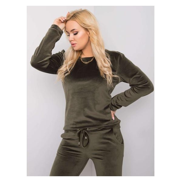 Dámsky plus size velúrový komplet Jeanne khaki