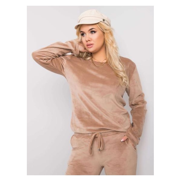 Dámsky plus size velúrový set JEANNE beige