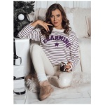 Dámsky pruhovaný sveter AURORA ecru-purple