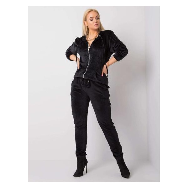 Dámsky velúrový plus size set MICHELL čierny