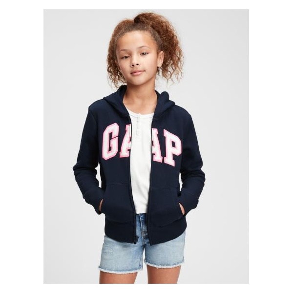 Detská mikina GAP logo na zips Tmavo modrá