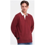 Elegantná bordová mikina s polo golierom V3 SSNZ-0132 - S