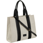 Elegantná čierno-béžová dámska shopper kabelka s nastaviteľným ramienkom - Peterson