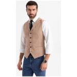 Elegantná hnedá pánska vesta V1 BLZV-0145 - L