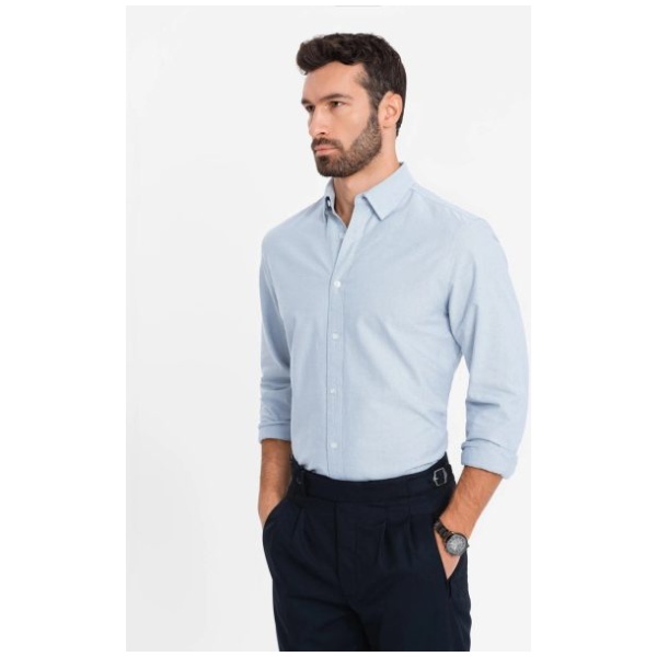 Elegantná modrá pánska košeľa V1 SHOS-0172 - L