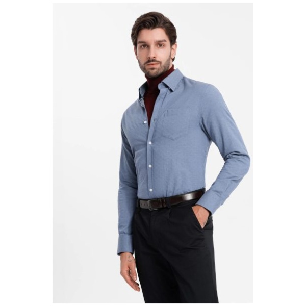 Elegantná modrá slim-fit košeľa V1 SHCS-0174 - S