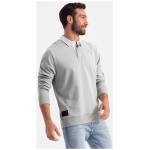 Elegantná popolavá mikina s polo golierom V7 SSNZ-0132 - XL