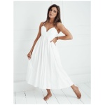 Elegantné midi šaty v bielej farbe Eliene - S