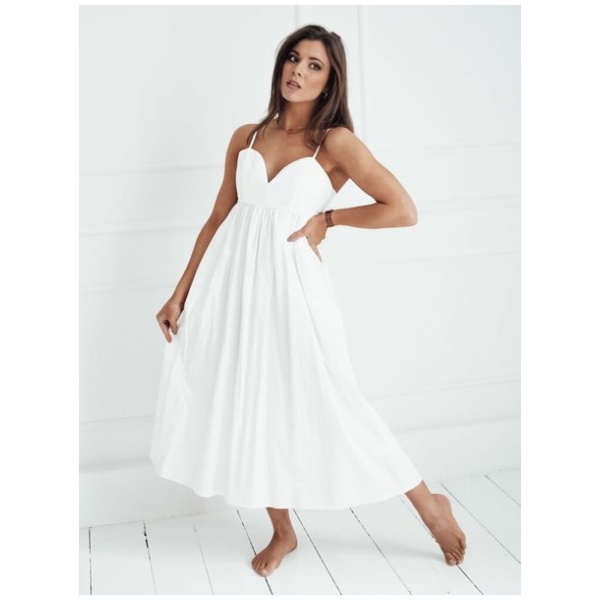 Elegantné midi šaty v bielej farbe Eliene - S