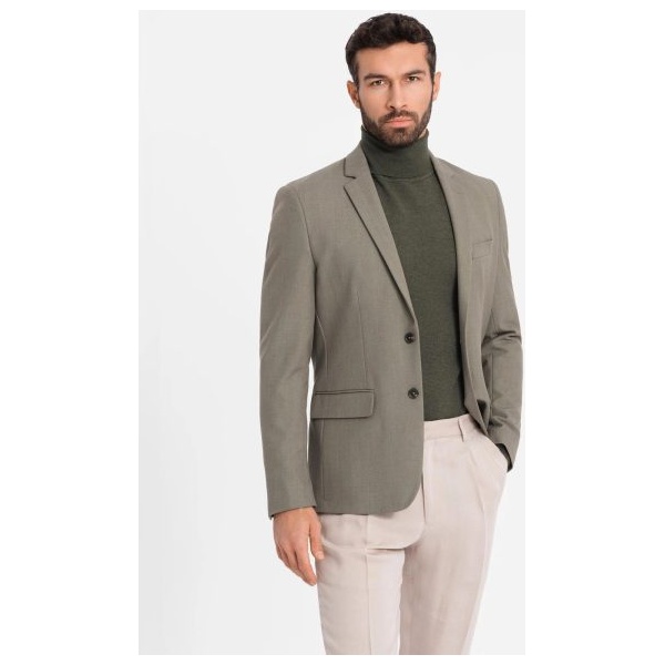 Elegantné olivové pánske sako V5 BLZB-0135 - L