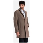 Elegantný hnedý kabát jednoradový V1 COWC-0114 - XXL