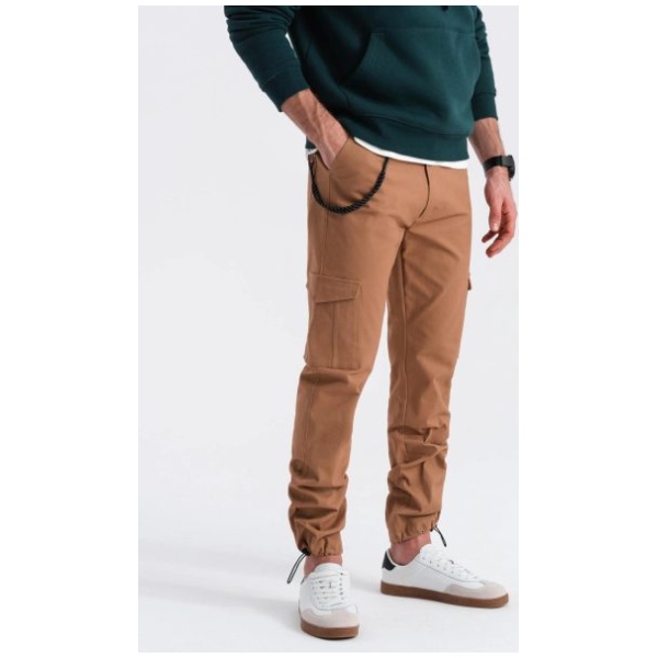 Hnedé moderné pánske cargo nohavice V2 PACG-0189 - XXL