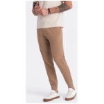 Hnedé tepláky s trendy prešívaním V2 PABS-0173 - M