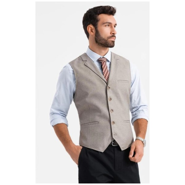 Jedinečná béžová elegantná vesta V3 BLZV-0109 - XL