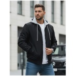 Jedinečná čierna bomber bunda s kapucňou - XXL