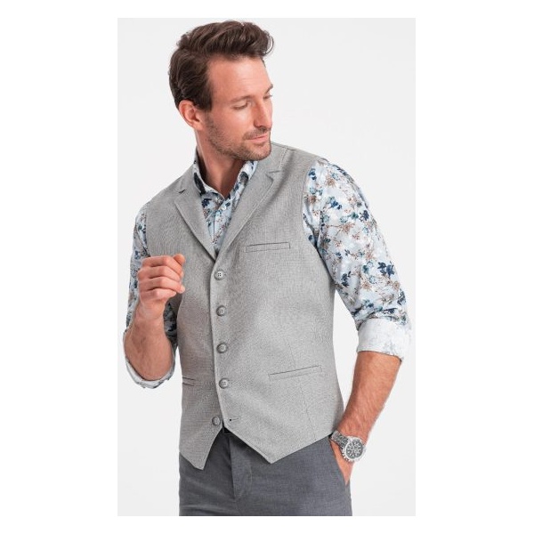 Jedinečná šedá elegantná vesta V1 BLZV-0109 - L
