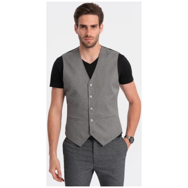 Jedinečná  šedá elegantná vesta V2 BLZV-0111 - L
