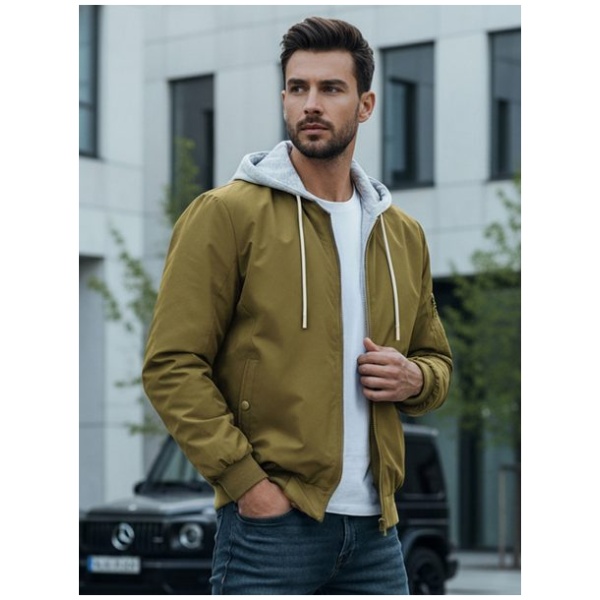 Jedinečná zelená bomber bunda s kapucňou - XXL