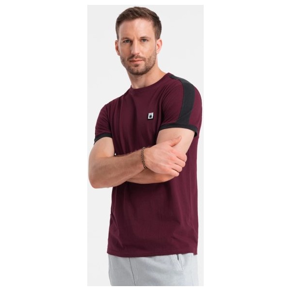 Jedinečné bordové tričko s nášivkou V2 S1632 - XL