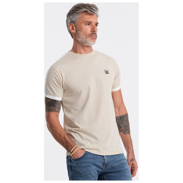 Jedinečné krémové tričko s nášivkou V7 S1632 - XL