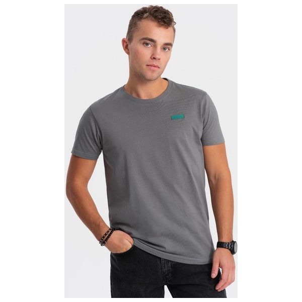 Jedinečné šedé bavlnené tričko s nášivkou V1 TSCT-0151 - XXL