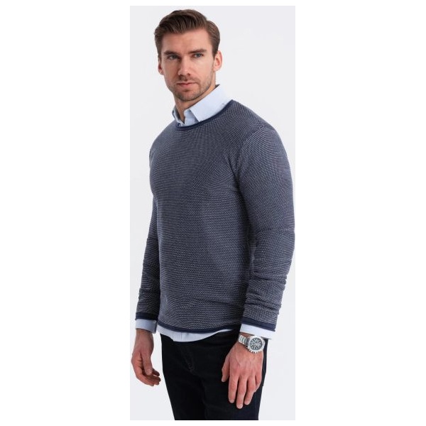 Jedinečný tmavo modrý sveter so vzorom V1 SWSW-0118 - XL